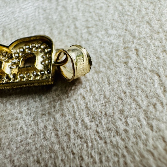 Solid 10k Gold Sparkling Pave Letter R Initial Pendant or Charm with CZ - Picture 10 of 10